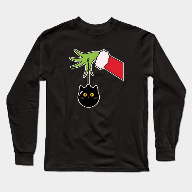 Grinch’s Hand Holding a Cat Ball - Funny T-shirt for Christmas Long Sleeve T-Shirt by Nine Tailed Cat